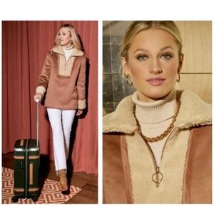 Tuckernuck | Stella Camel Shearling 1/4 Zip Sherpa Jacket Size S